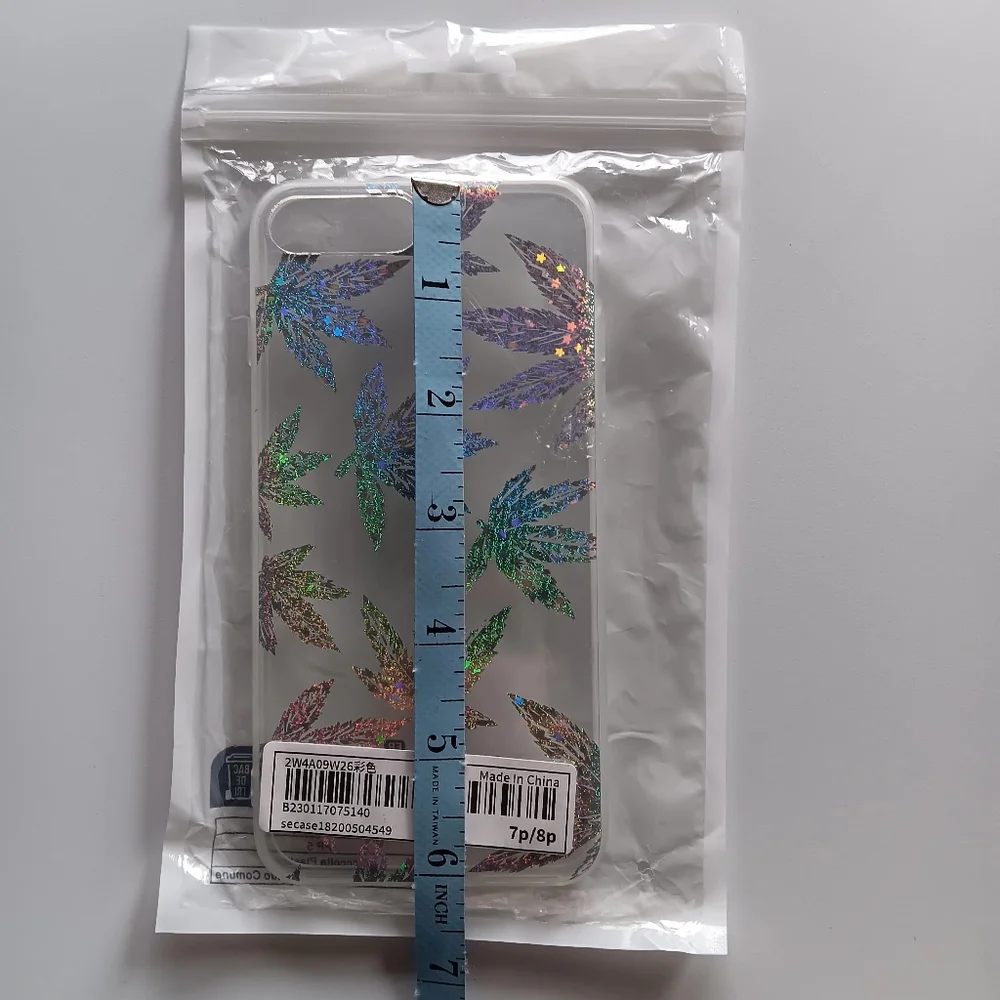 NEW Sacchetto Cell Phone Case Clear Glitter Metallic Leaves iPhone 7p 8p Sealed